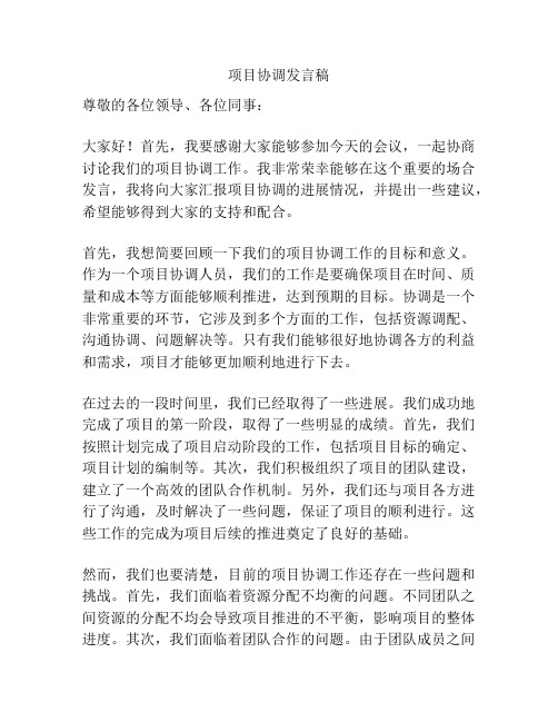 项目协调发言稿