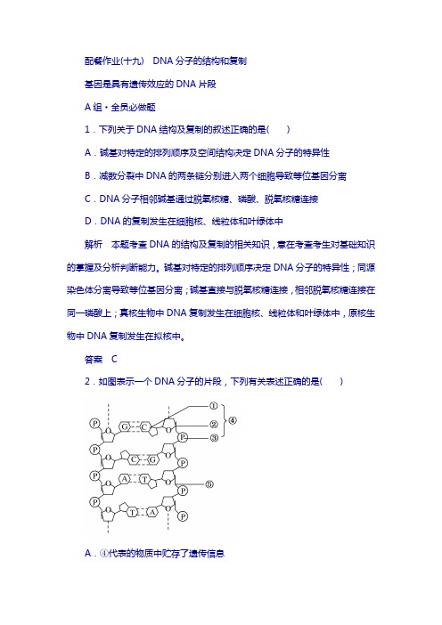 2018版高考生物复习配餐作业19 含答案