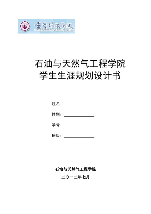 石油与天然气工程学院大学生生涯规划设计书