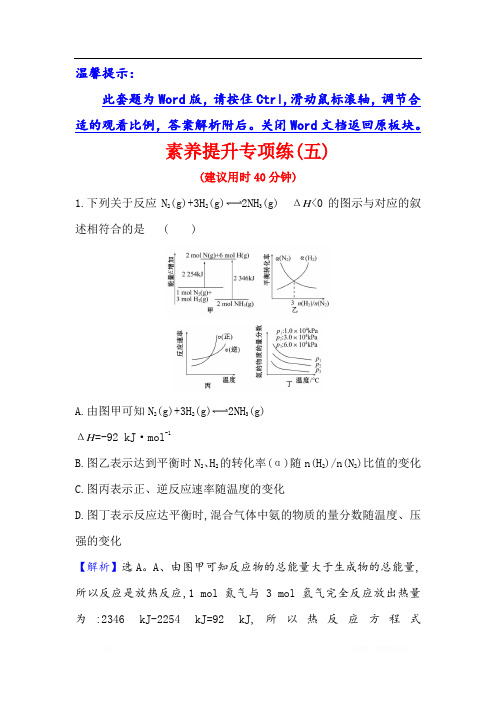 2021版化学名师讲练大一轮复习鲁科新高考地区专用版素养提升专项练 (五) 