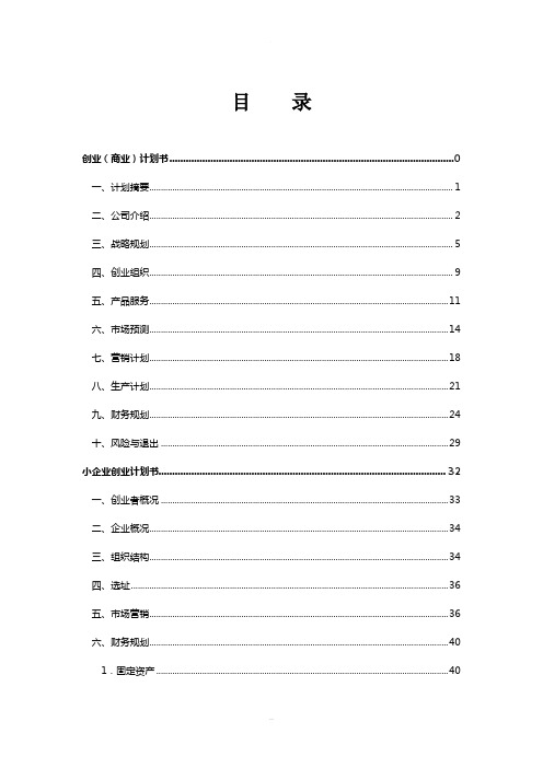创业计划书模板(空白)