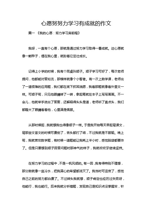 心愿努努力学习有成就的作文