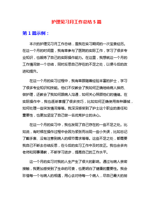 护理见习月工作总结5篇