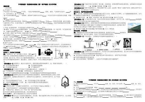 中考物理第一轮基础知识梳理导学案(声学光学物态变化)