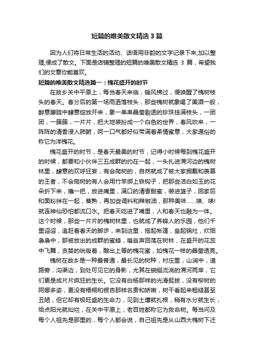 短篇的唯美散文精选3篇