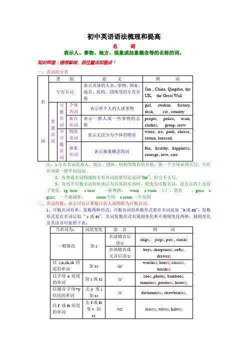 新课标备战初中英语语法梳理和提高共