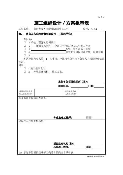 施工组织设计、方案报审表