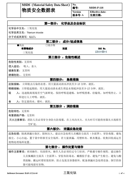 物质安全数据表(MSDS)-三氧化钛