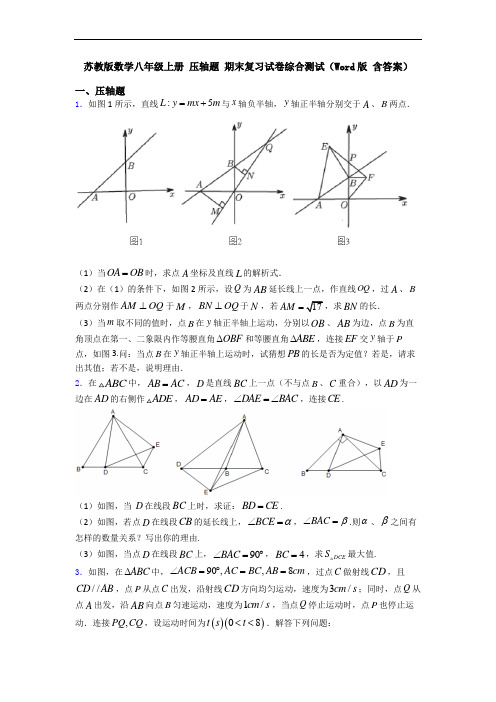 苏教版数学八年级上册 压轴题 期末复习试卷综合测试(Word版 含答案)