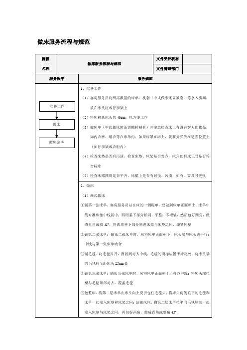 做床服务流程与规范
