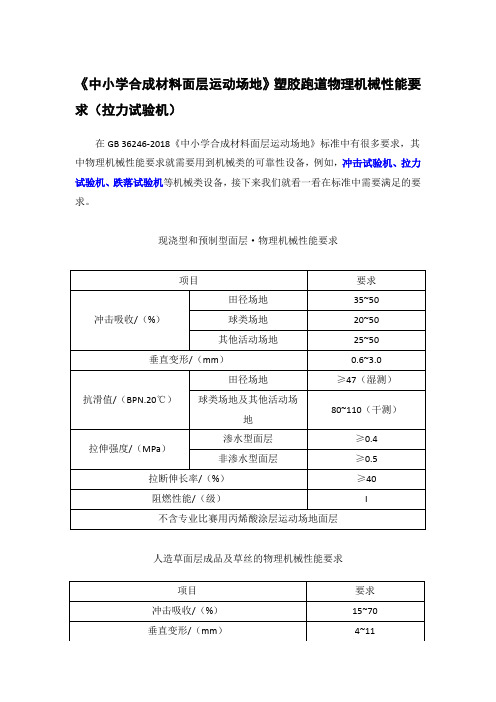 11《中小学合成材料面层运动场地》塑胶跑道物理机械性能要求(拉力试验机)