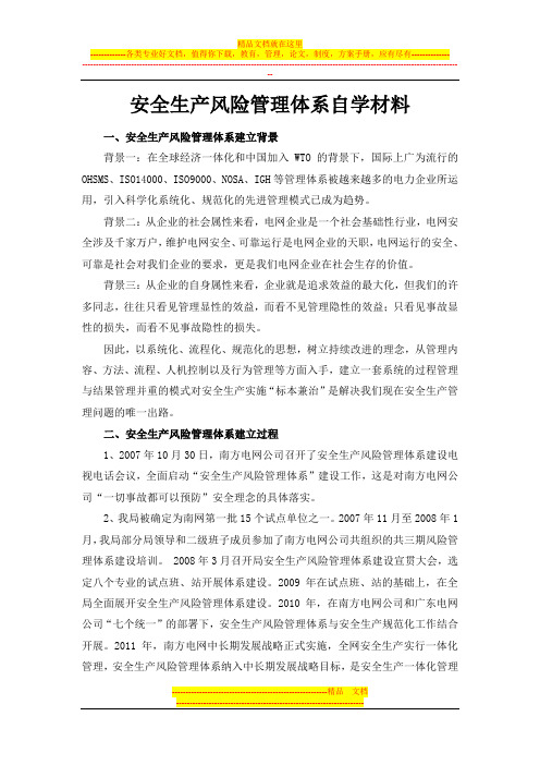 南方电网广东电网公司安全生产风险管理体系材料