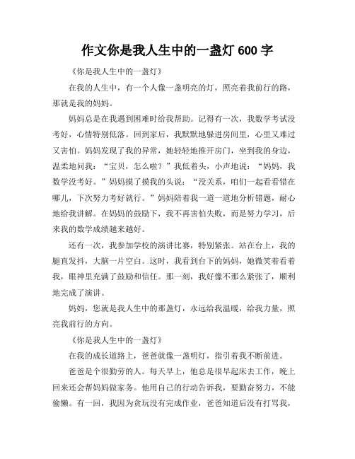 作文你是我人生中的一盏灯600字