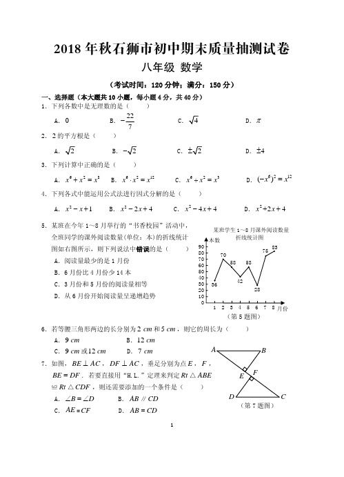 2018-2019泉州石狮市八上期末八年级(印刷版)(1)