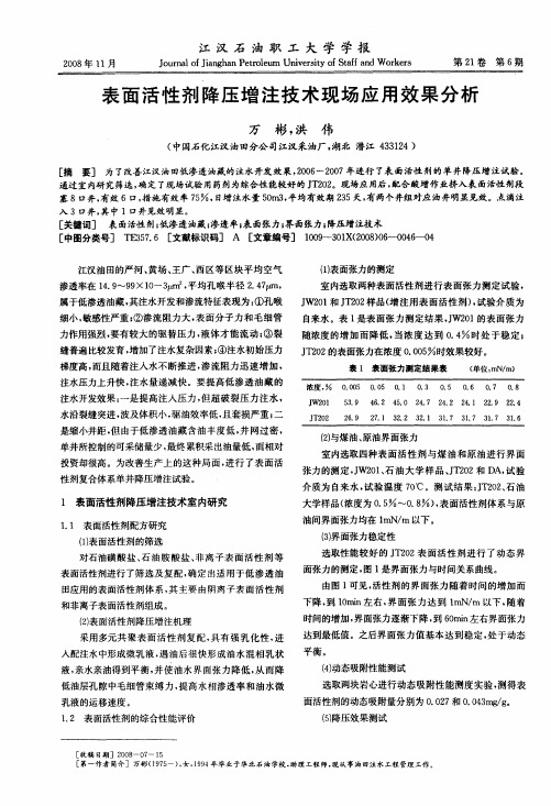 表面活性剂降压增注技术现场应用效果分析