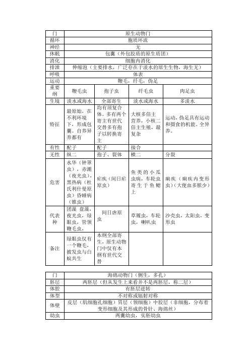 无脊椎动物总结(修改版)