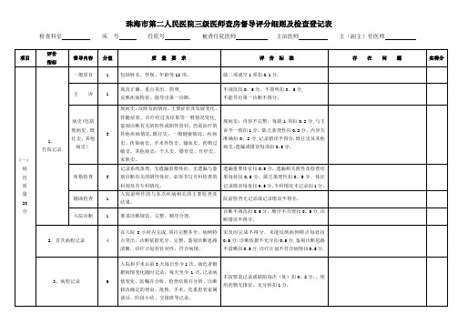 三级医师查房督导评分细则及检查登记表