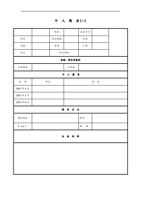 个人简历实用模板