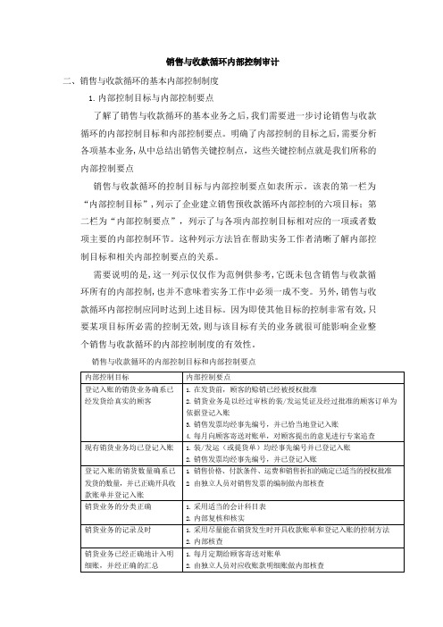 销售与收款循环内部控制审计