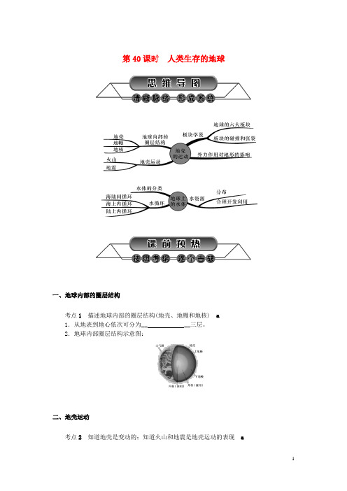 浙江省中考科学第一轮总复习第四篇地球、宇宙和空间科学第课时人类生存的地球练习(新)-课件