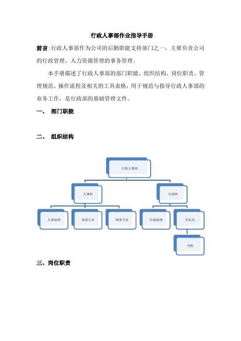 行政人事作业指导手册