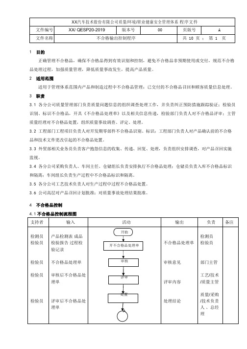 不合格输出控制程序