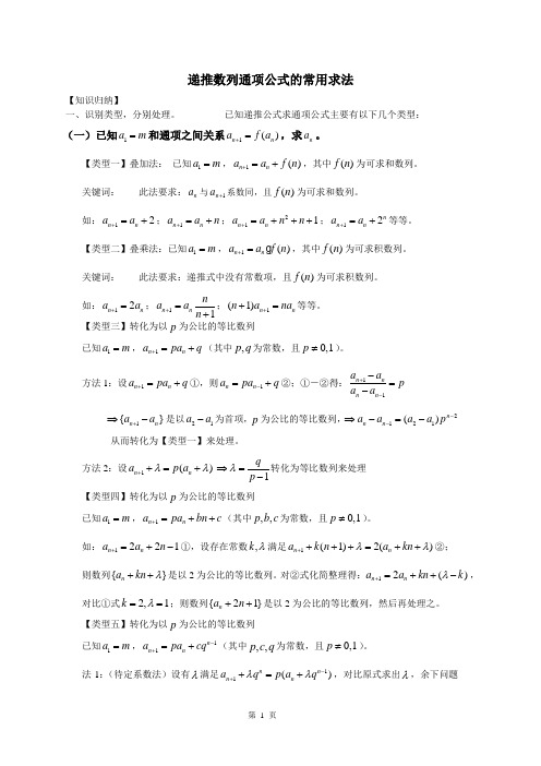递推数列通项公式的常用求法