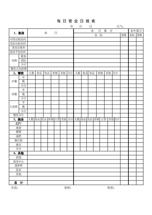 财务部系列表单-每日营业日报表