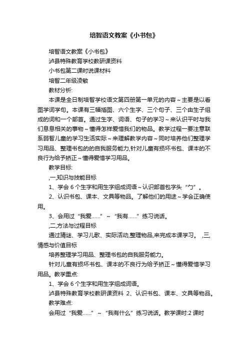 培智语文教案《小书包》