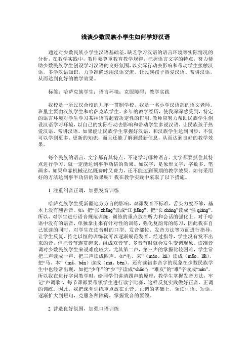 浅谈少数民族小学生如何学好汉语