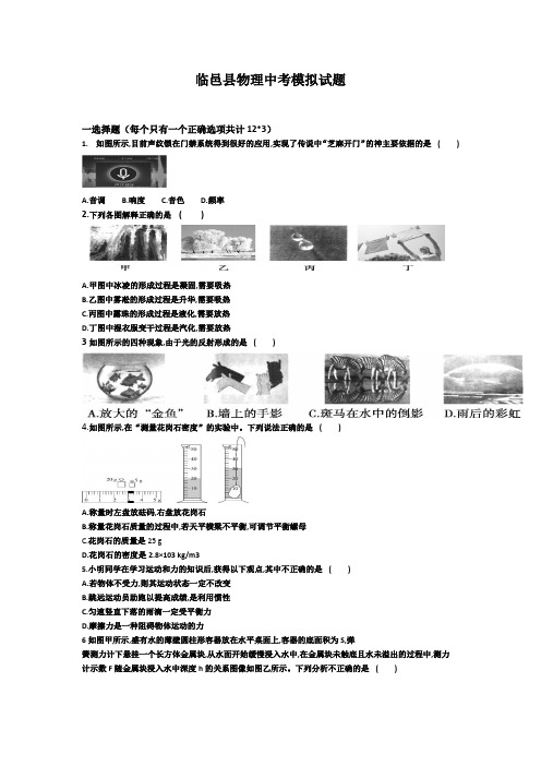 山东省临邑九年级物理中考模拟试题(2)