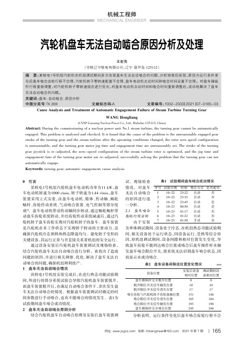 汽轮机盘车无法自动啮合原因分析及处理