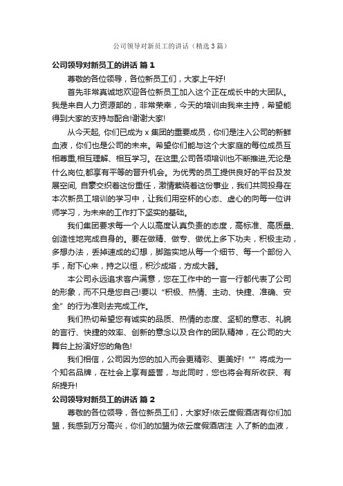 公司领导对新员工的讲话（精选3篇）