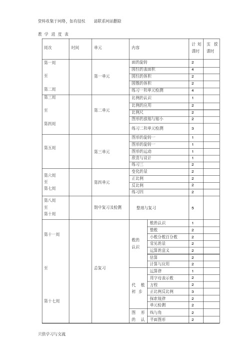 新北师大版六年级下册数学全册教案