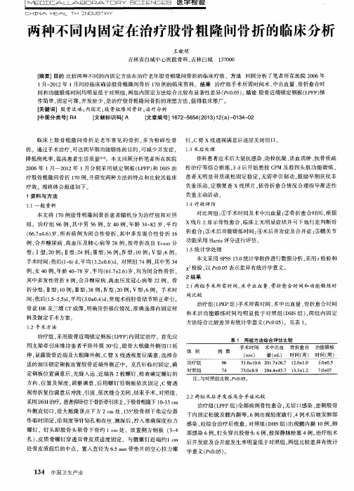 两种不同内固定在治疗股骨粗隆问骨折的临床分析