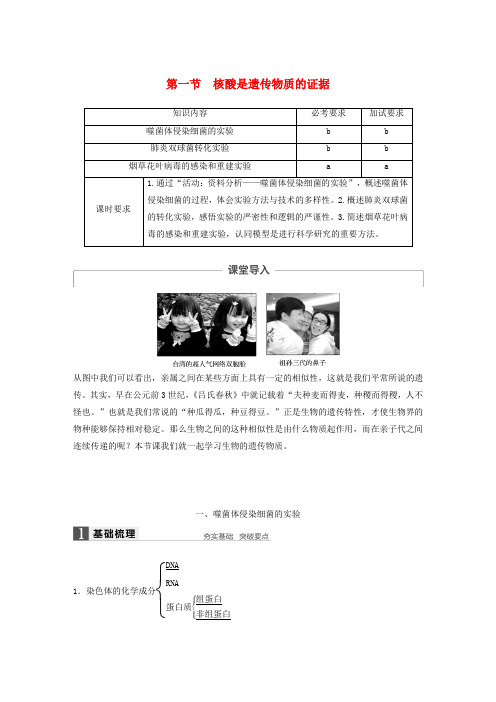 2017_2018学年高中生物第三章第一节核酸是遗传物质的证据教案浙科版必修2