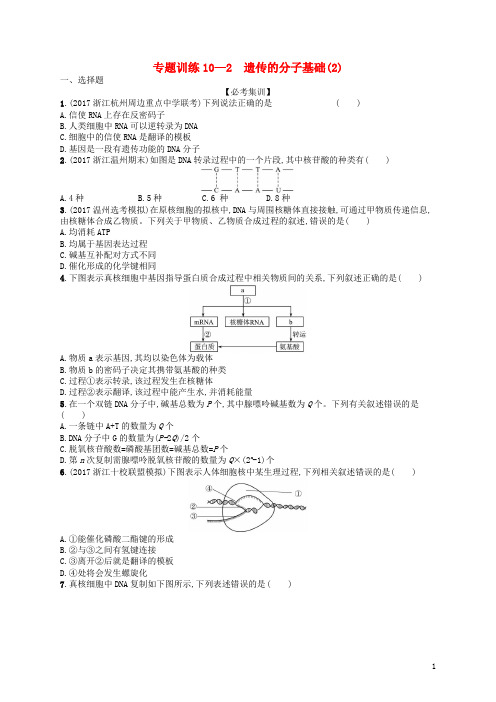 (浙江选考)2018届高考生物专题训练10遗传的分子基础(2)