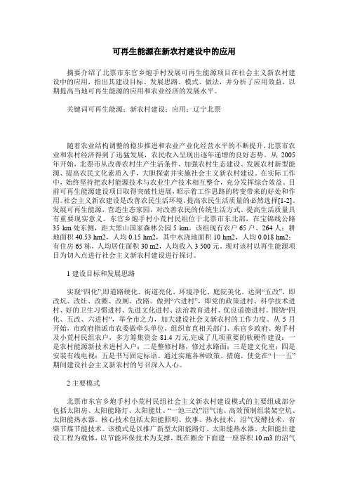 可再生能源在新农村建设中的应用