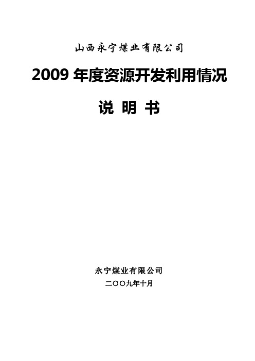 200910月年矿产资源开发利用说明书