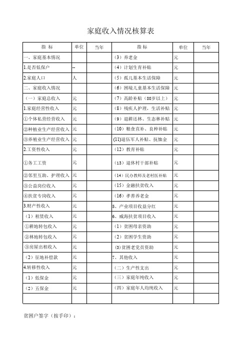 收入明细核算表