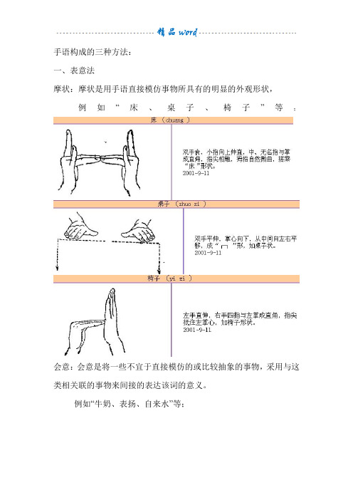 手语构成的三种方法