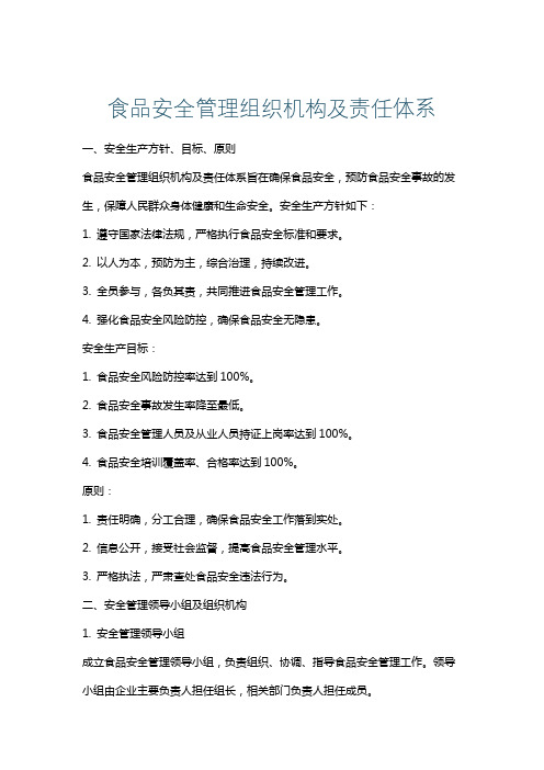 食品安全管理组织机构及责任体系