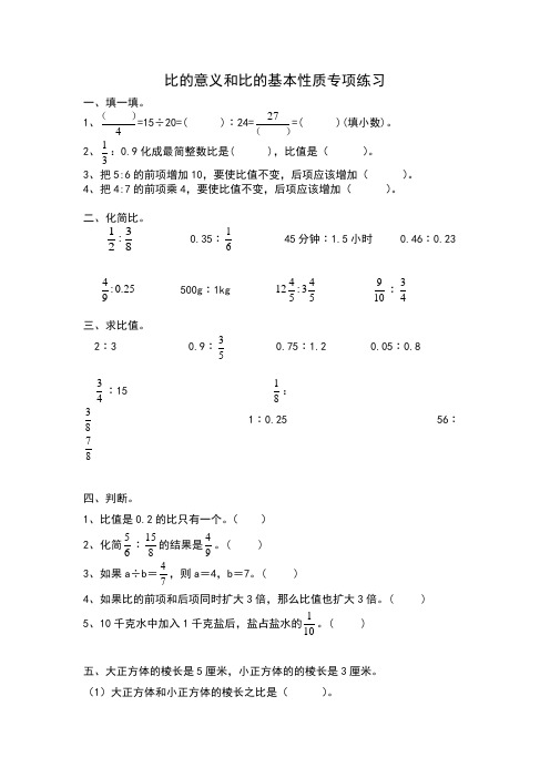 比的意义和比的基本性质专项练习题