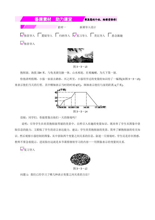 (北师大版)七年级数学下册：第三章变量之间的关系3.3用图像表示的变量的关系第2课时 折线型图象备课素材