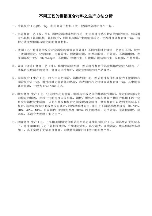 不同工艺的铜铝复合材料之生产方法分析