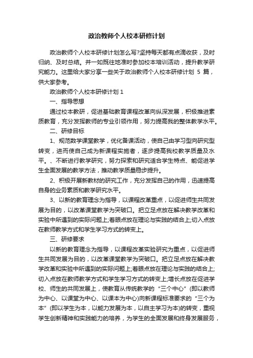 政治教师个人校本研修计划