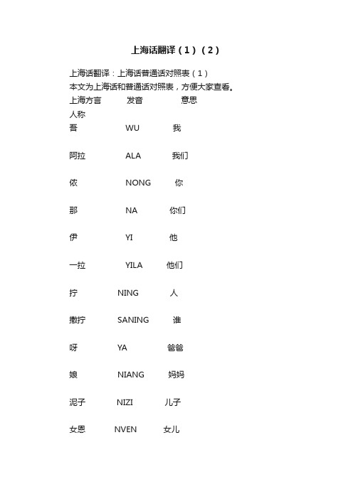 上海话翻译（1）（2）