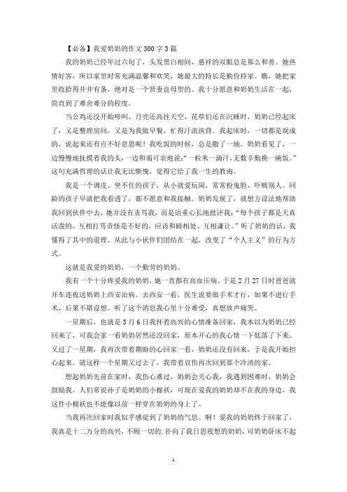 精选我爱奶奶的作文300字3篇