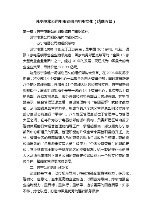 苏宁电器公司组织结构与组织文化（精选五篇）