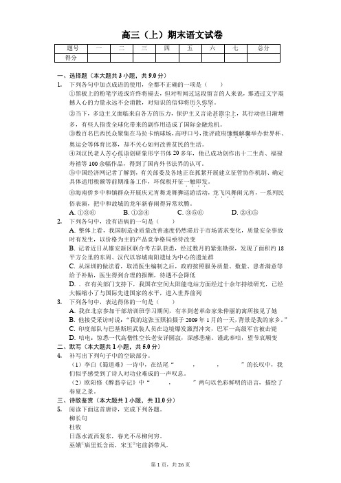 湖南省邵阳市高三(上)期末语文试卷含答案